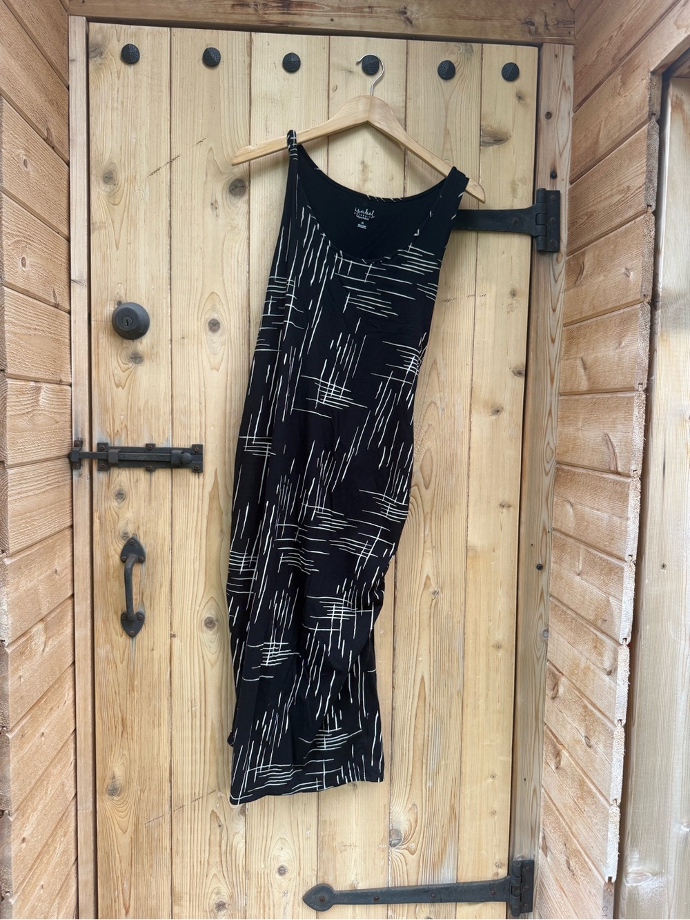 Maternity Dress Sketchy Fitted Black White Patterned